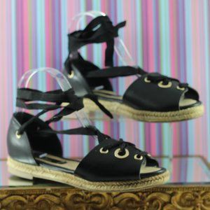 Bata Black Vegan Tie up Espadrilles